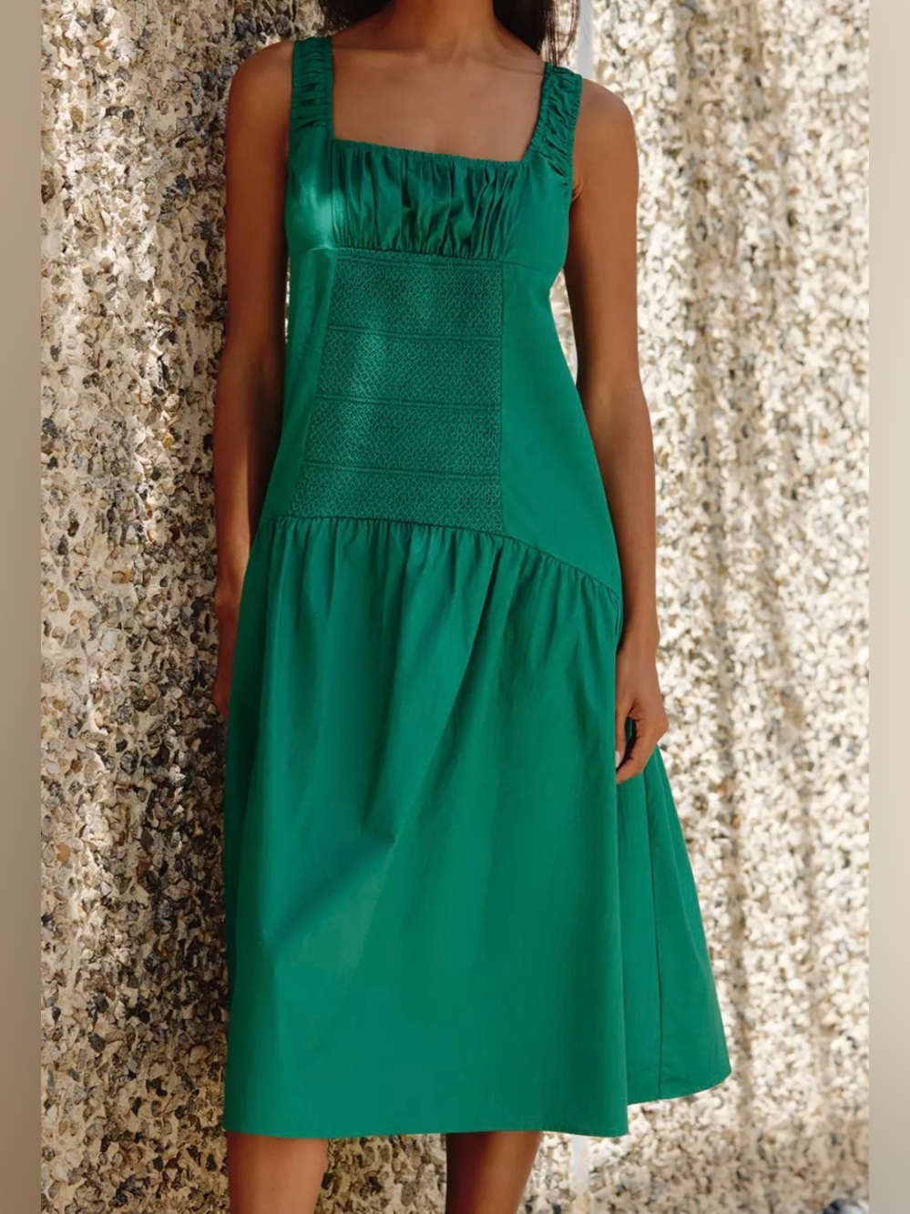 Anthropologie Celandine Sleeveless Smocked Open-Back Midi Dress size M